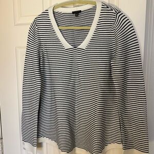 Talbots black & white striped striped sweater pullover nautical neutral M